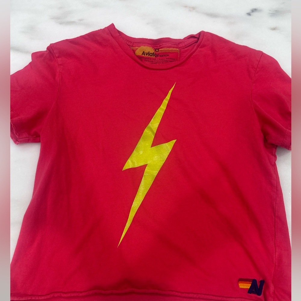 Aviator Nation Kids Tee with Yellow Lightning Bolt